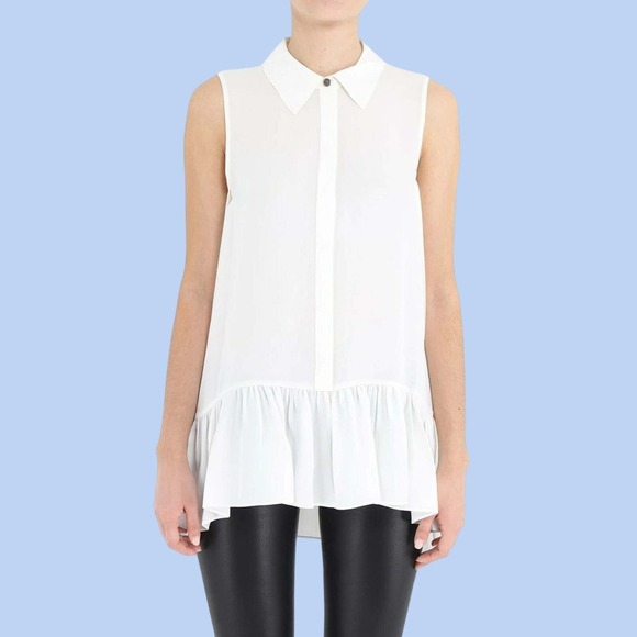 Diane Von Furstenberg Tops - Peplum Ruffle Diane von Furstenberg Sleeveless Luxury Designer Silk Blouse L